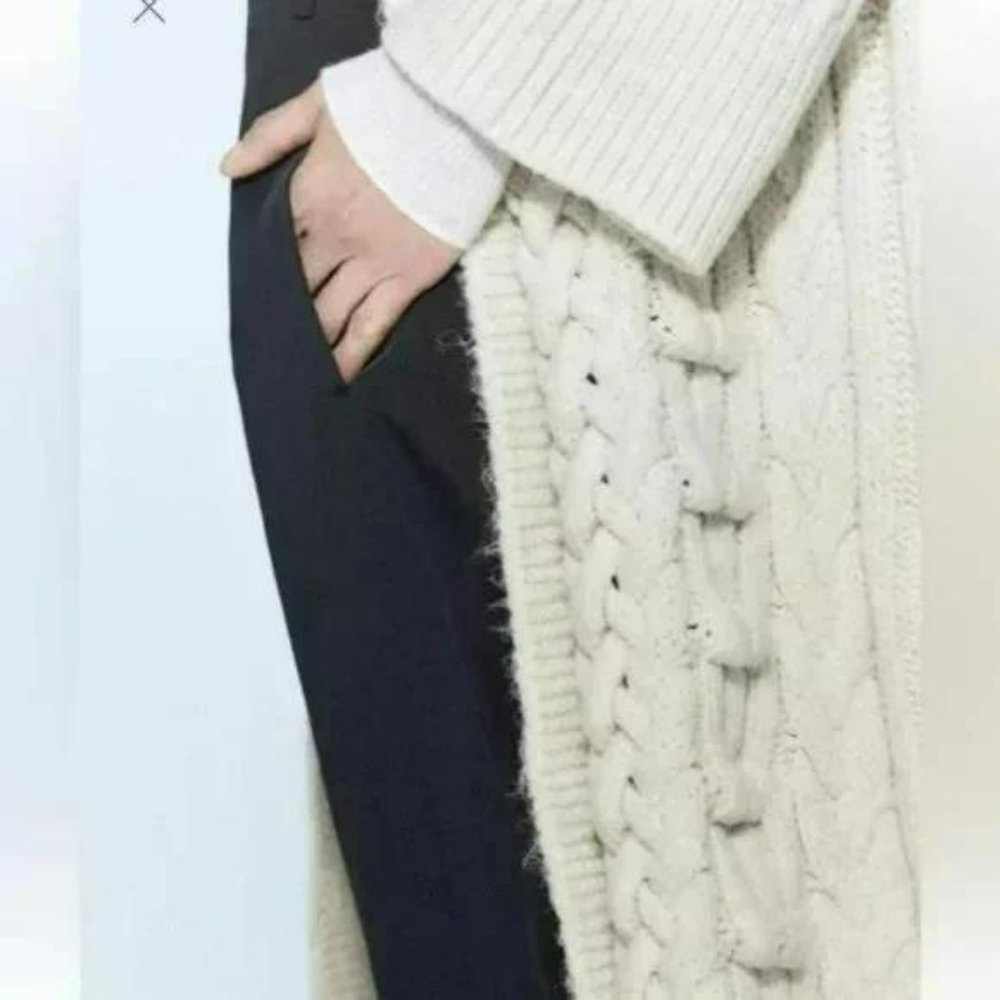 ZARA CABLE KNIT TEXTURED COAT - Picture 4 of 5